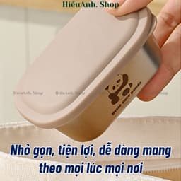 Hộp Chữ Đông Ăn Dặm Cho Bé, Hộp Inox 304 Có Nắp 110ML, Hộp Đựng Gia Vị, Nước Chấm Có Nắp Đậy Chống Tràn 3