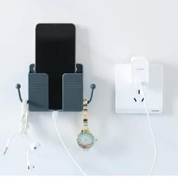 [Combo 6 Chiếc] Giá Đỡ Dán Tường Để Sạc điện thȯại, Để Remote, Ổ Cắm Kèm 2 Móc Treo Đồ kt 10x3x9.5cm 9