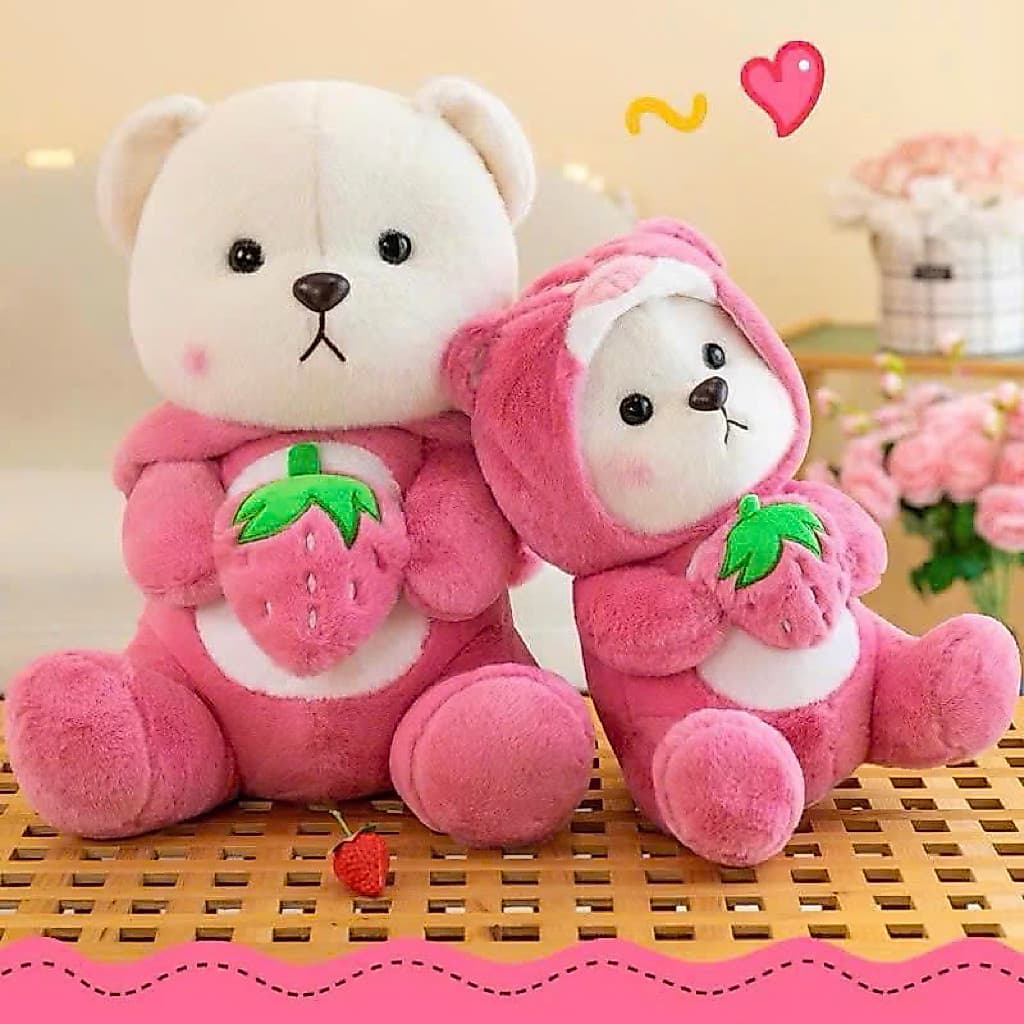 Gấu Bông Lena ôm dâu mẫu mới 2026 kích thước 40cm 50cm 60cm