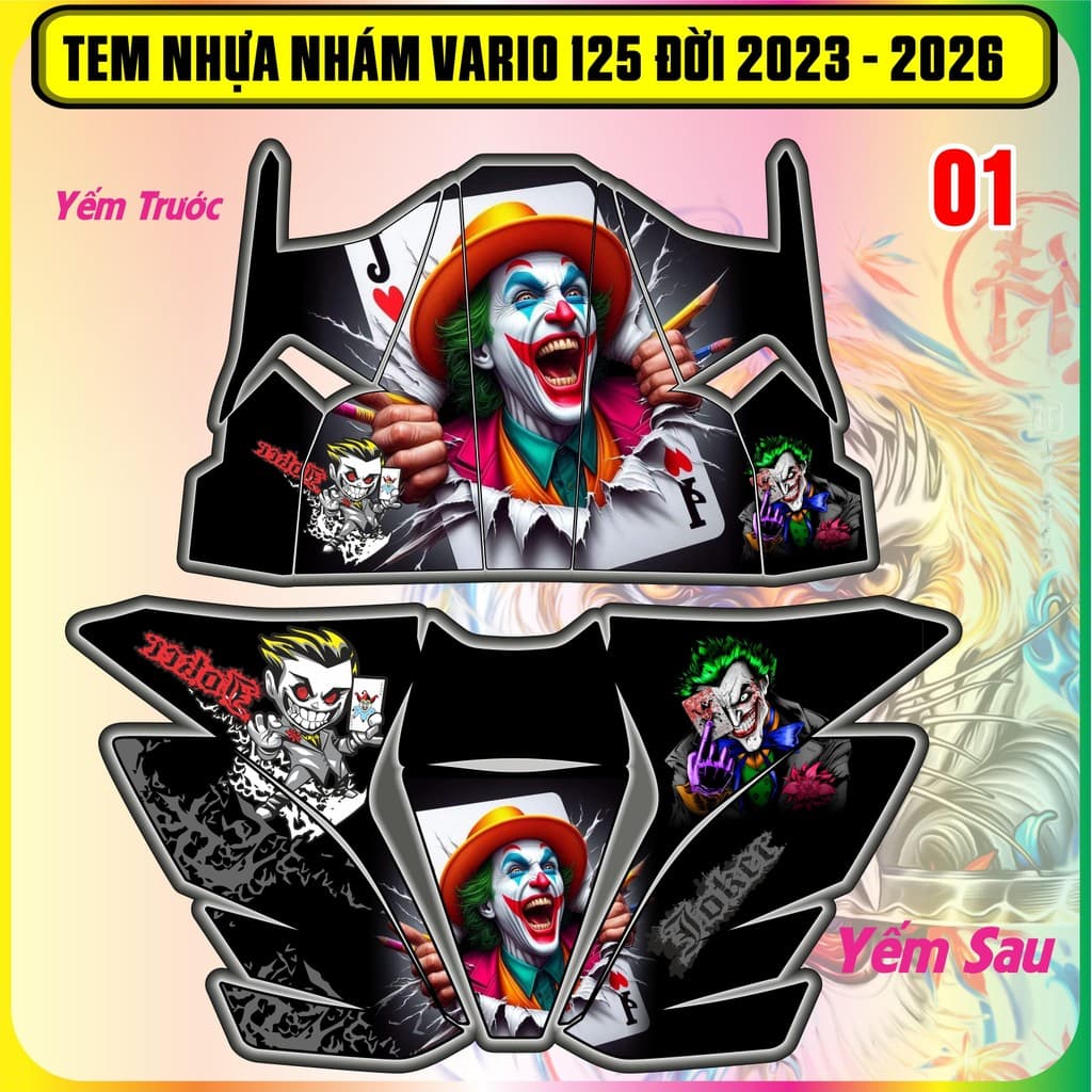 Tem dán nhựa nhám cho Vario 125 đời 2023-2026 joker . Mẫu mới hot trend cực chất