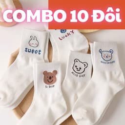 Combo 10 Đôi Tất Unisex Cao Cổ Lucky, Vớ Contton Thoáng Khí Kháng Khuẩn ZepXinh.Store 1