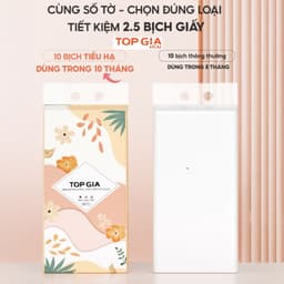 Giấy Vệ Sinh Treo Tường TopGia Tiểu Hạ 1000 Tờ 4 Lớp, Thấm Hút Tốt, Giấy Nguyên Sinh 4