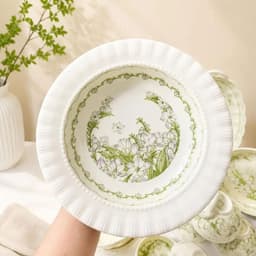 [ GiaDungQueHuong ] Bộ Bát Đĩa Gốm Sứ Họa Tiết Hoa Dành Dành CAO CẤP - Tone Xanh Pastel Nhẹ Nhàng, Thanh Lịch 4