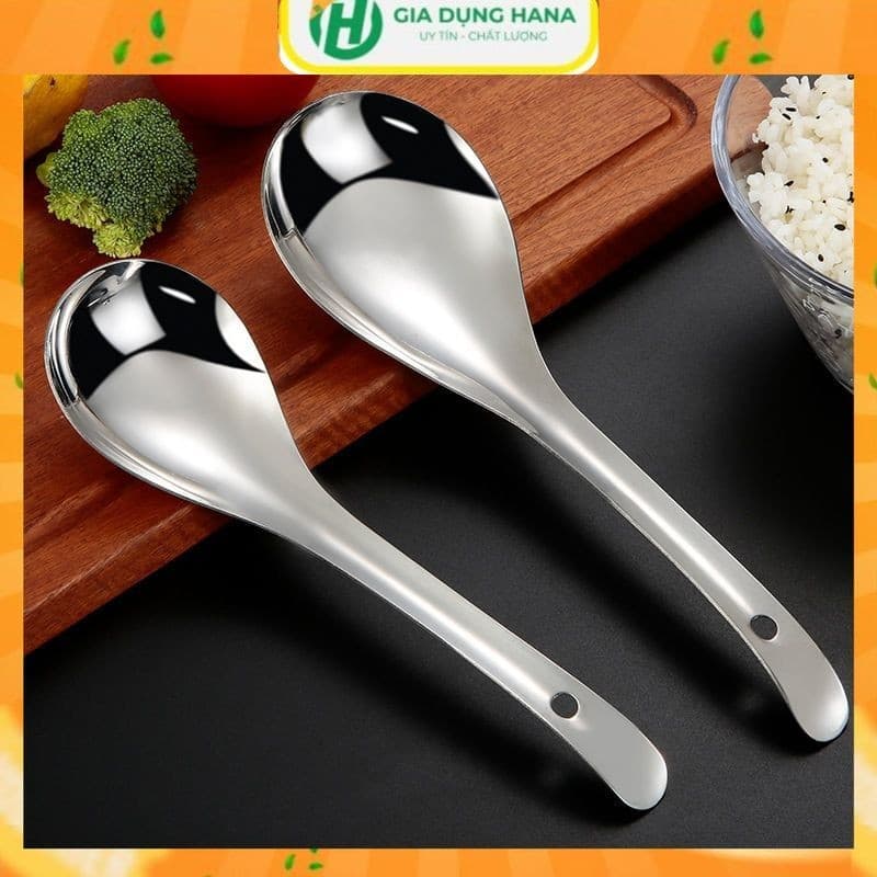 Muỗng múc canh inox, Muôi múc thức ăn có móc treo tiện lợi