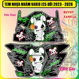 Tem Dán Nhựa Nhám Vario 125 2023-2025  Mẫu Bunny Cực Chất Đủ Màu Sắc Decal 3 Lớp 5
