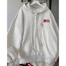 Áo khoác nỉ hoodie unisex rộng form, nhiều màu sắc nam nữ, tay phồng, thiết kế lá cờ Mỹ thoitrangthubio 5