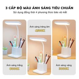 Đèn Học Để Bàn Tích Điện Chống Cận Kèm Cổng Sạc USB-Ánh Sáng Tự Nhiên- Bảo Vệ Mắt 2