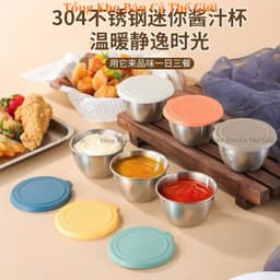 Set 6 hũ đựng nước chấm inox 304 có lắp nhựa dung tích 50ml - bancathegioi8386 6