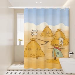 Rèm tắm mèo hoạt hình phong cách Nhật Bản, vách ngăn phòng tắm chống thấm nước dày để tách khô ướt 2