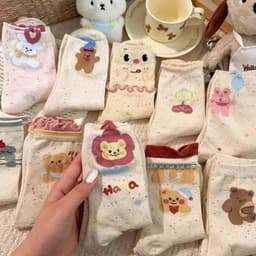Combo 10 Đôi Tất Nữ Cổ Cao Gấu Xoăn Nhiều Hình, Vớ Cotton Cao Cấp Thoáng Khí Giay zep Store 4