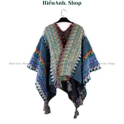 Áo Choàng Kiêm Khăn Choàng Thổ Cẩm Phong Cách Vintage Đi Du Lịch Đà Lạt SaPa Cực Xinh 7