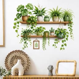 Decal chậu cây, kệ cây xanh. Decal dán tường (40cm x 70cm) trang trí phòng khách, phòng ngủ 3
