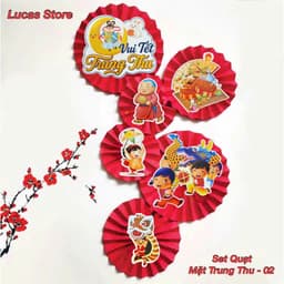 Set Quạt Trang Trí Trung Thu, Tết Cổ Truyền - Set 6 Quạt + Mặt Tết Trung Thu shop Tuấn Bạch sỉ lẻ 2