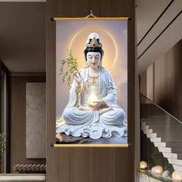 Tranh Liễn Phật Giáo Quán Thế Âm Bồ Tát - Tranh Treo Trường Phòng Khách, Phòng Thờ - Vải Canvas Cao Cấp 4