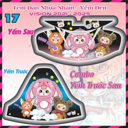 decal dán nhựa nhám vision 2021 - 2025 nhãn dán gấu dâu ngộ nghĩnh nhiều mẫu 8