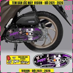 Tem dán lốc máy Xe VISION Đời 2021 Đến 2026  Mẫu Thỏ Bunny Cực chất Decal 3Lớp 4