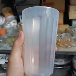 Set 10 chiếc Cốc nhựa trắng sọc, cốc uống nước, trà đá vỉa hè, nhựa Song Long 1