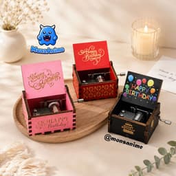 Hộp Nhạc Gỗ Mini in hình HAPPY BIRTHDAY 4 màu ĐỎ ĐEN HỒNG VÀNG - Music Box quà tặng trang trí xinh xắn ý nghĩa 1