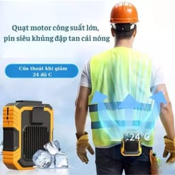 Quạt Đeo Thắt Lưng F49 Mini, Pin 4000mAh, 3 Cấp Gió Mạnh, Có Đèn Pin, Kèm Sạc Dự Phòng Tiện Lợi 2