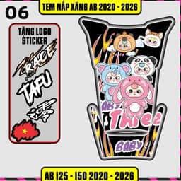 Tem Dán Nắp Xăng Ab 2020 - 2025 (Lưu ý :AB 2026 DÁN KHÔNG VỪA) Tem AB 125 150 Yếm Nhiều Mẫu Decal Cao Cấp 6