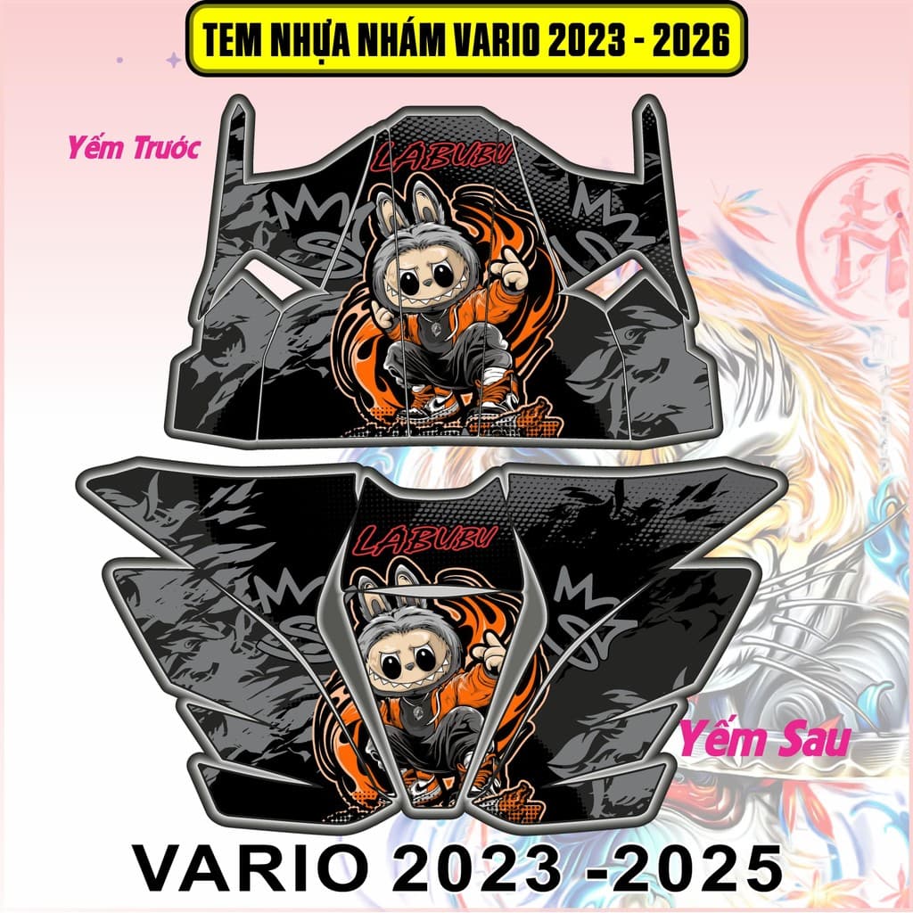 Tem Dán Nhựa Nhám Vario 125 2023-2025  Mẫu Labubu Hót Nhất Mới Nhất Cực Chất Decal 3lớp