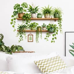 Decal chậu cây, kệ cây xanh. Decal dán tường (40cm x 70cm) trang trí phòng khách, phòng ngủ 4
