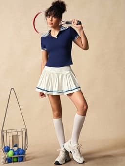 Áo Pickleball Nữ UYNSPORTY Tay Ngắn Phối Viền Sọc – Tennis, Hiking & Outdoor , Áo Thể Thao Nữ 4