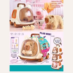 Đồ Chơi Chăm Sóc Thú Cưng Capybara Cho Bé – Chó Bông, Mèo Bông, Thỏ Bông Biết Đi Kêu, Vẫy Đuôi Kèm Lồng & Phụ Kiện 3