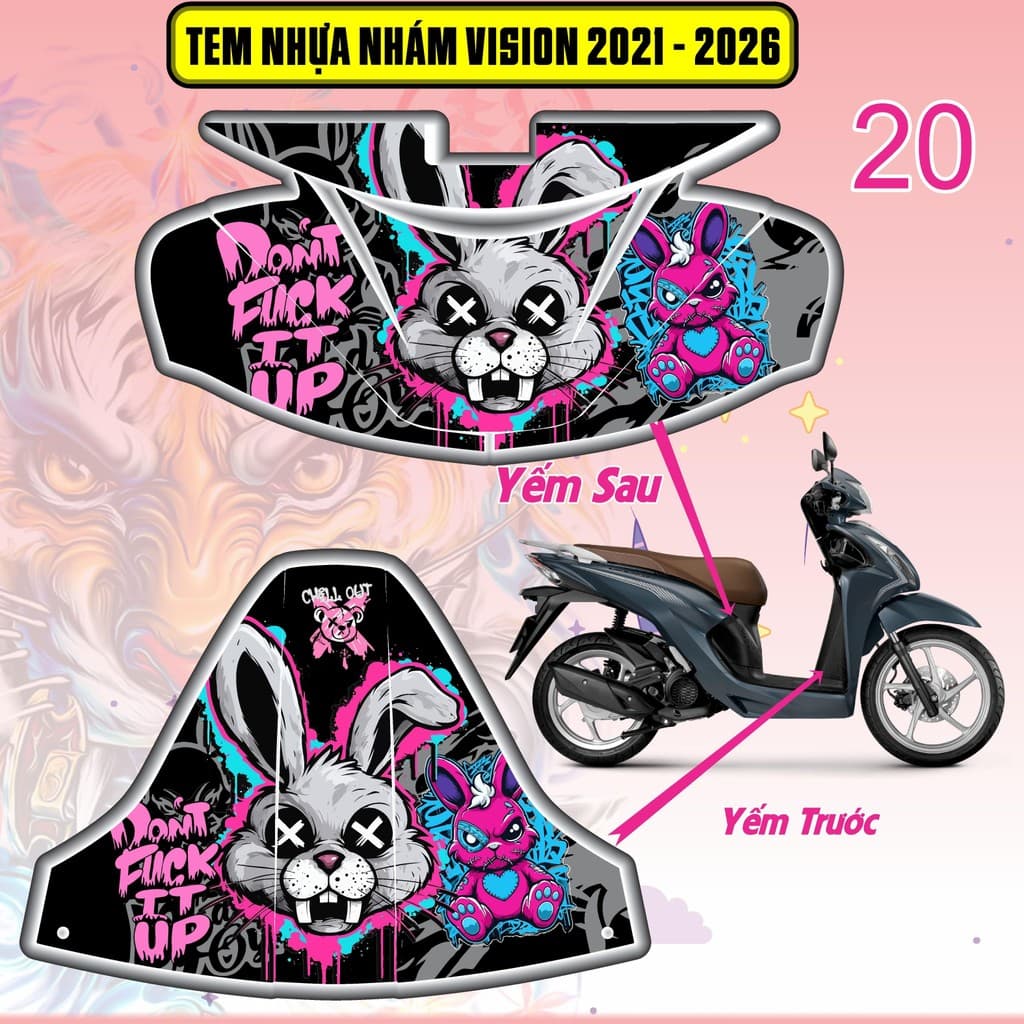 Tem Dán Nhựa Nhám Vision 2021 - 2026 nhiều mẫu decal 3lớp chống thấm nước