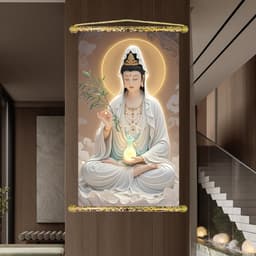 Tranh Liễn Phật Giáo Quán Thế Âm Bồ Tát - Tranh Treo Trường Phòng Khách, Phòng Thờ - Vải Canvas Cao Cấp 1