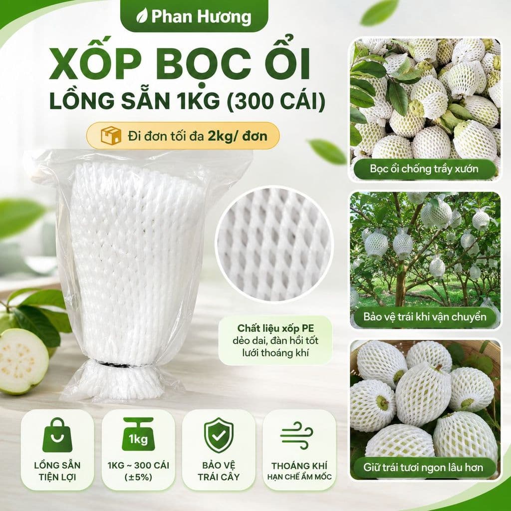 Xốp bọc ổi lồng sẵn 1kg(300 cái) chống côn trùng - đi đơn tối đa 2kg/ đơn