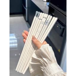 Set 10 Đôi Đũa Ăn Cơm Cao Cấp Không Han Mốc, Có Mạ bạċ Đẹp Xuất Sắc - Set Đũa Trắng Sang Trọng 6
