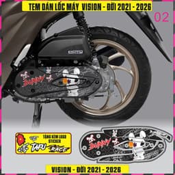 Tem dán lốc máy Xe VISION Đời 2021 Đến 2026  Mẫu Thỏ Bunny Cực chất Decal 3Lớp 5