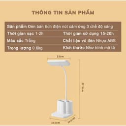 Đèn Học Để Bàn Tích Điện Chống Cận Kèm Cổng Sạc USB-Ánh Sáng Tự Nhiên- Bảo Vệ Mắt 3