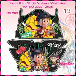 tem vario tem dán yếm đen nhựa nhám vario 125 2023 - 2025 mẫu natra 5