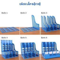 Khay kệ đựng tài liệu 4 ngăn xinh xắn, Giá kệ đựng sách vở để bàn decor bàn học BG03 6