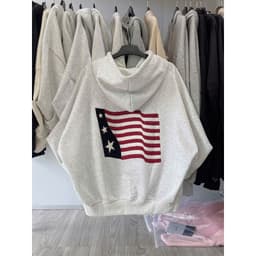 Áo khoác nỉ hoodie unisex rộng form, nhiều màu sắc nam nữ, tay phồng, thiết kế lá cờ Mỹ thoitrangthubio 2