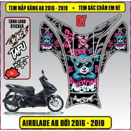 Tem Dán Nắp Xăng + Gác Chân Em Bé Xe AB Đời 2016 - 2019 Decal 3Lớp Mẫu Mới 1