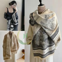 Khăn Choàng Len Dạ Họa Tiết Hoa Giữ Ấm Thời Trang Mùa Thu Đông Size 65x180cm 6