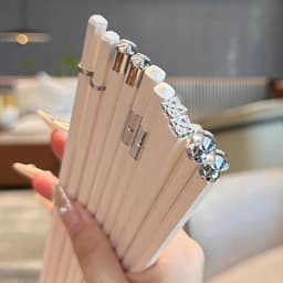 Set 10 Đôi Đũa Ăn Cơm Cao Cấp Không Han Mốc, Có Mạ bạċ Đẹp Xuất Sắc - Set Đũa Trắng Sang Trọng 8