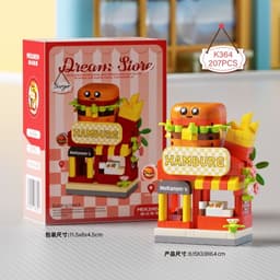 Hộp Đồ Chơi Lắp Ghép Mô Hình Xe Đẩy Hàng Rong Lắp Ráp Quán Ăn Vỉa Hè Xếp Hình Xe Ăn Bãi Biển Quà Bé 8