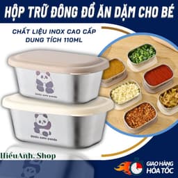 Hộp Chữ Đông Ăn Dặm Cho Bé, Hộp Inox 304 Có Nắp 110ML, Hộp Đựng Gia Vị, Nước Chấm Có Nắp Đậy Chống Tràn 1
