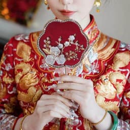 Quạt mini cô dâu cầm tay phụ kiện chụp ảnh đám cưới thanh lịch sang trọng 7