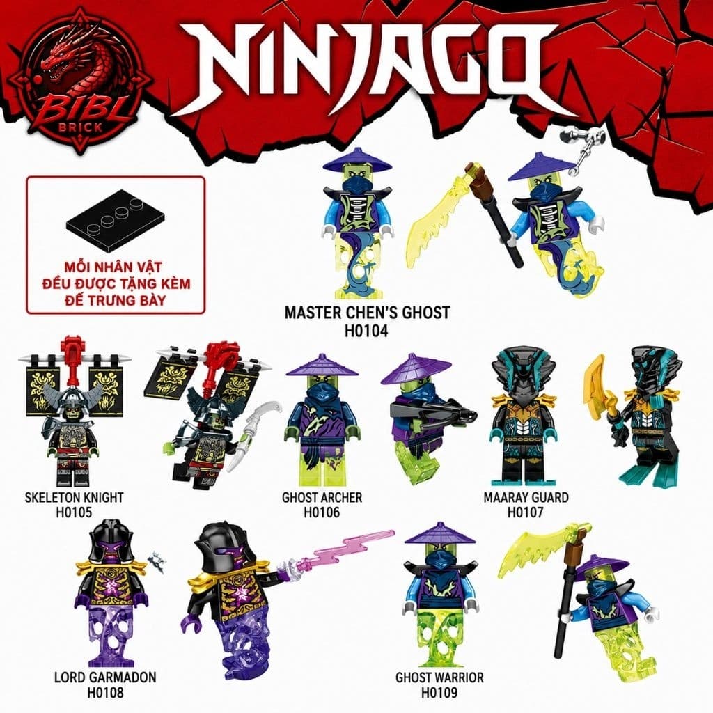 [CÓ SẴN][IN LƯNG]Mô Hình Nhân Vật Lắp Ghép Ninjago- Chiến Binh Ma-Chúa Tể Bóng Tôi-Hiệp Sĩ Lính Xương