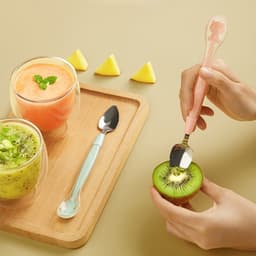 Thìa muỗng nạo 2 đầu silicon và inox nạo Momely 4