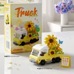 Hộp Mô Hình Lắp Ráp Xe Bán Tải Chở Hoa - Đồ Chơi Xếp Hình Decor Bàn Học Quà Tặng Siêu Xinh 2