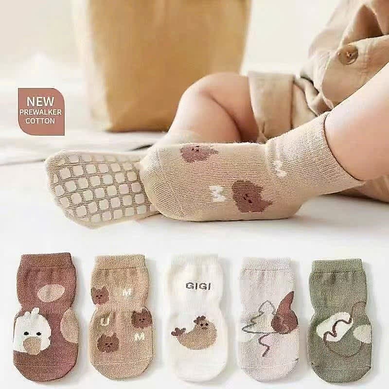 Set 5 -10 Đôi Tất Lưới Cổ Cao Chống Trơn Trượt Họa Tiết Hình Thú Màu Pastel Vớ 4 Mùa Thoáng Khí Cho Bé 0-3 Tuổi