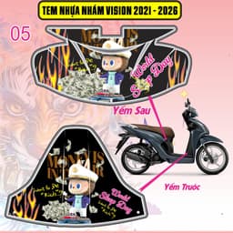 Tem Dán Nhựa Nhám Vision 2021 - 2026 labubu decal 3lớp chống thấm nước 5
