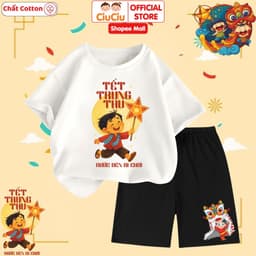 Bộ Quần Áo Cộc Tay Hình Bé Rước Đèn Trung Thu Cho Bé Trai Bé Gái CIUCIU KID Vải Cotton Thoáng Mát 7