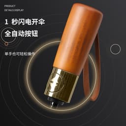 Ô Dù Bấm Tự Động 20 Nan Kép Gấp Gọn Cao Cấp, Tay Cầm Bằng Gỗ Chống Bão, Chống Tia UV 4